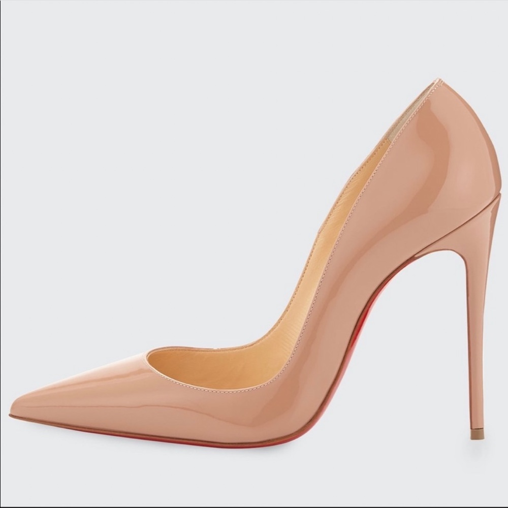 Christian Louboutin “So Kate” 120mm Nude Patent Leather Pumps